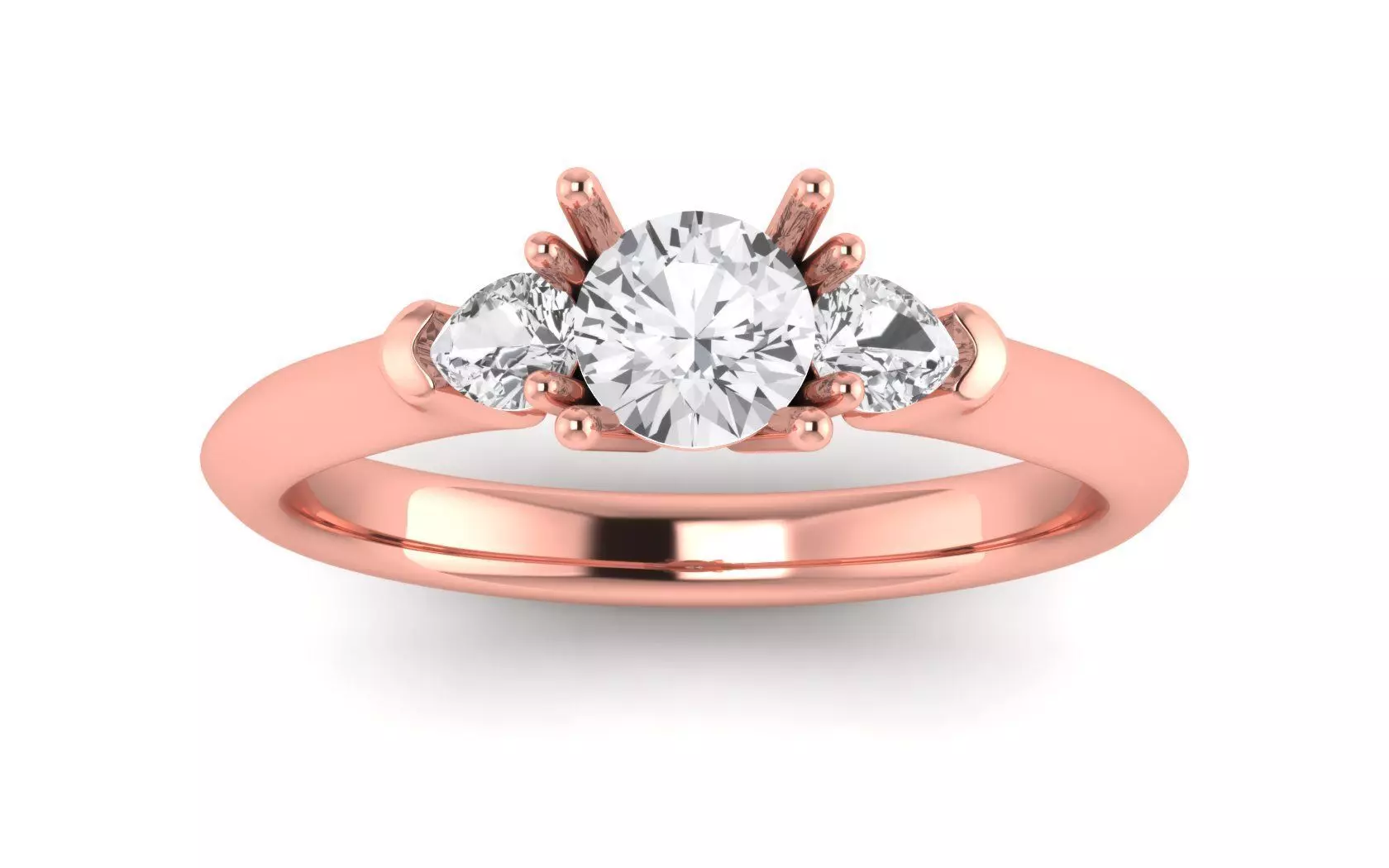 Three Stone Ring Wedding Engagement Women Ring 3D print model_0