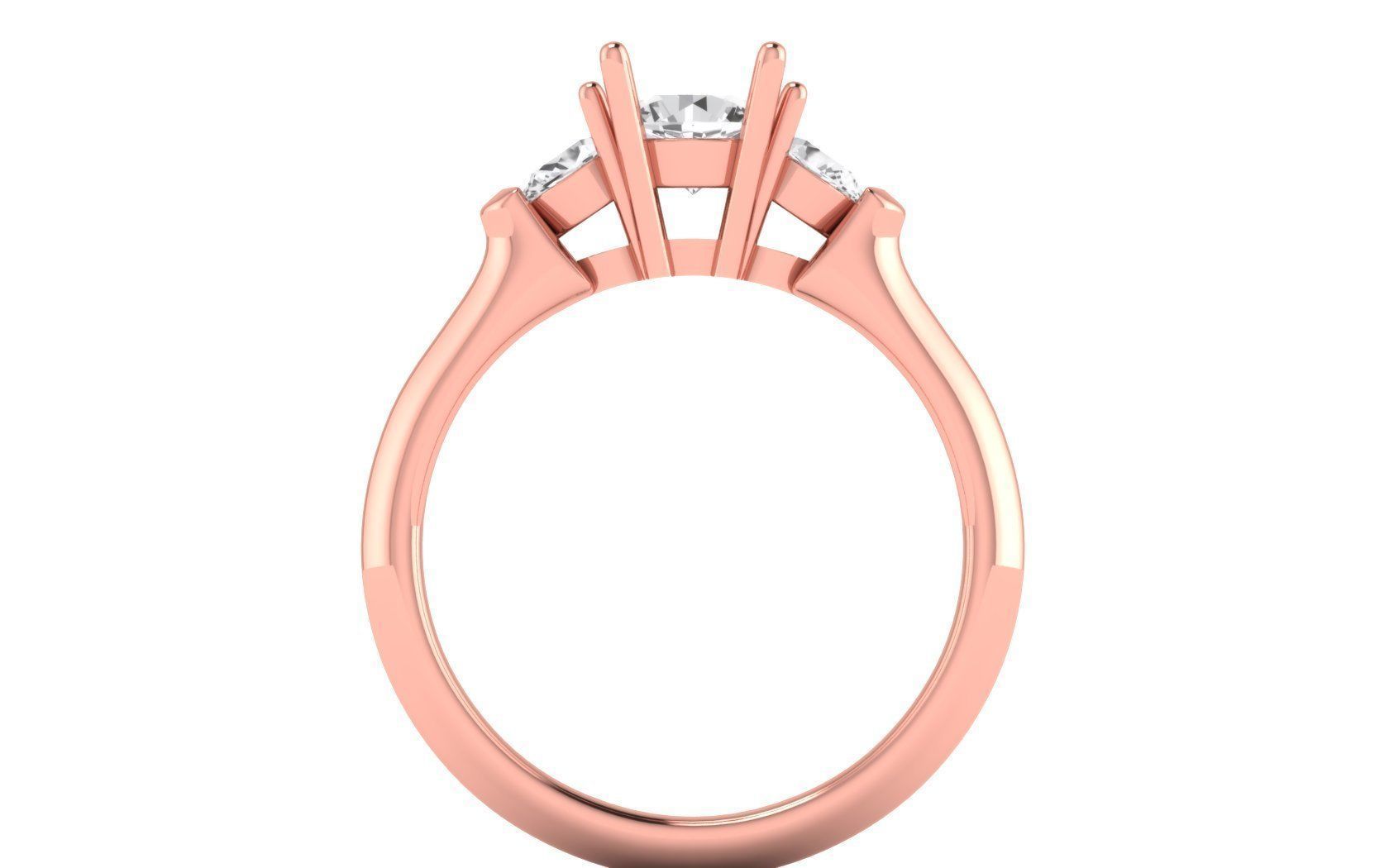 Three Stone Ring Wedding Engagement Women Ring 3D print model_2