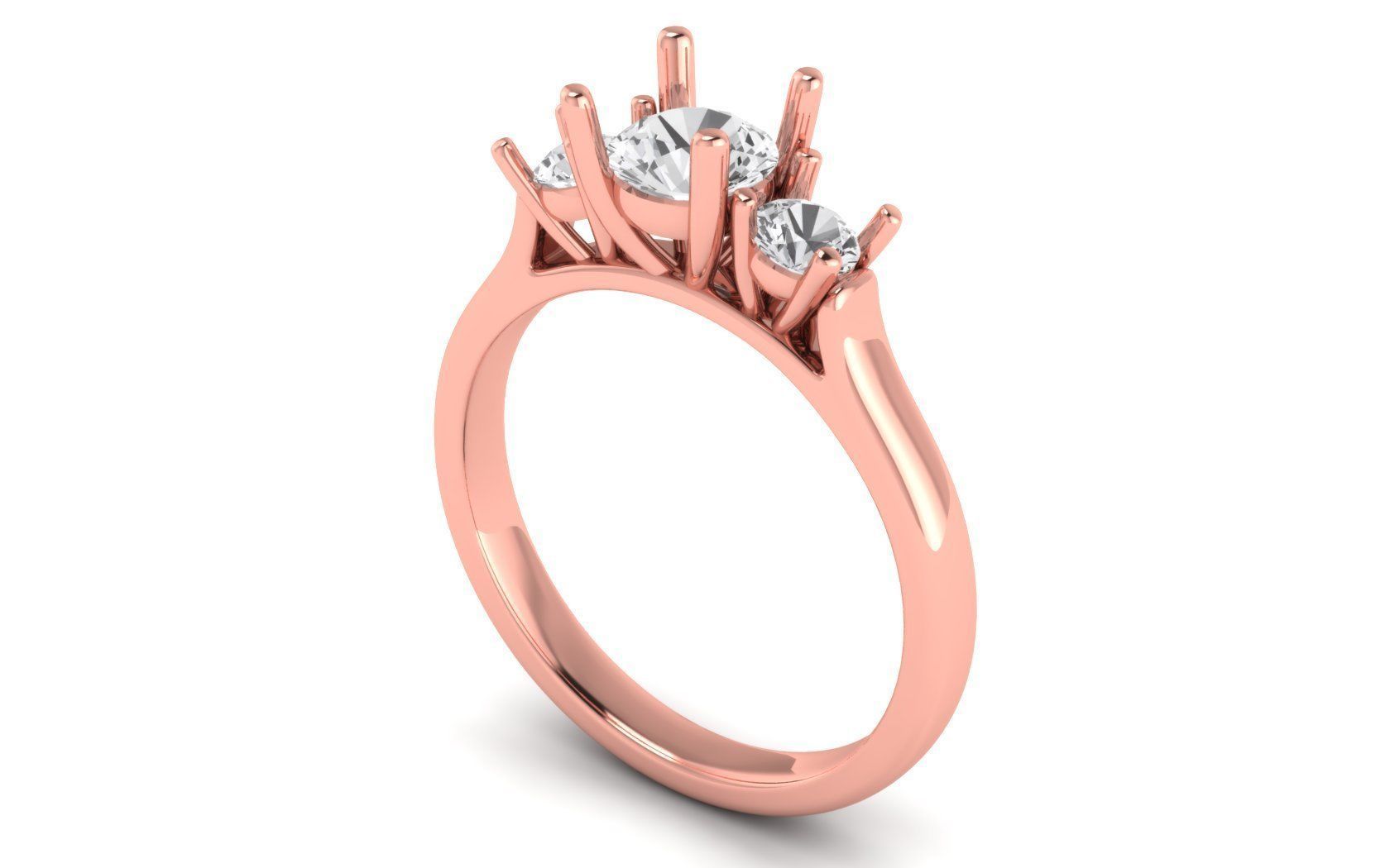 Three Stone Ring Wedding Engagement Women Ring 3D print model_2