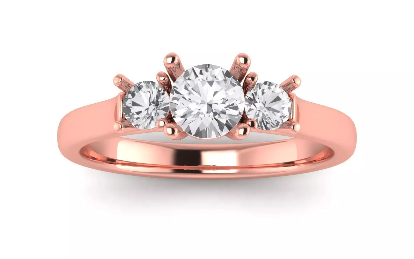 Three Stone Ring Wedding Engagement Women Ring 3D print model_0