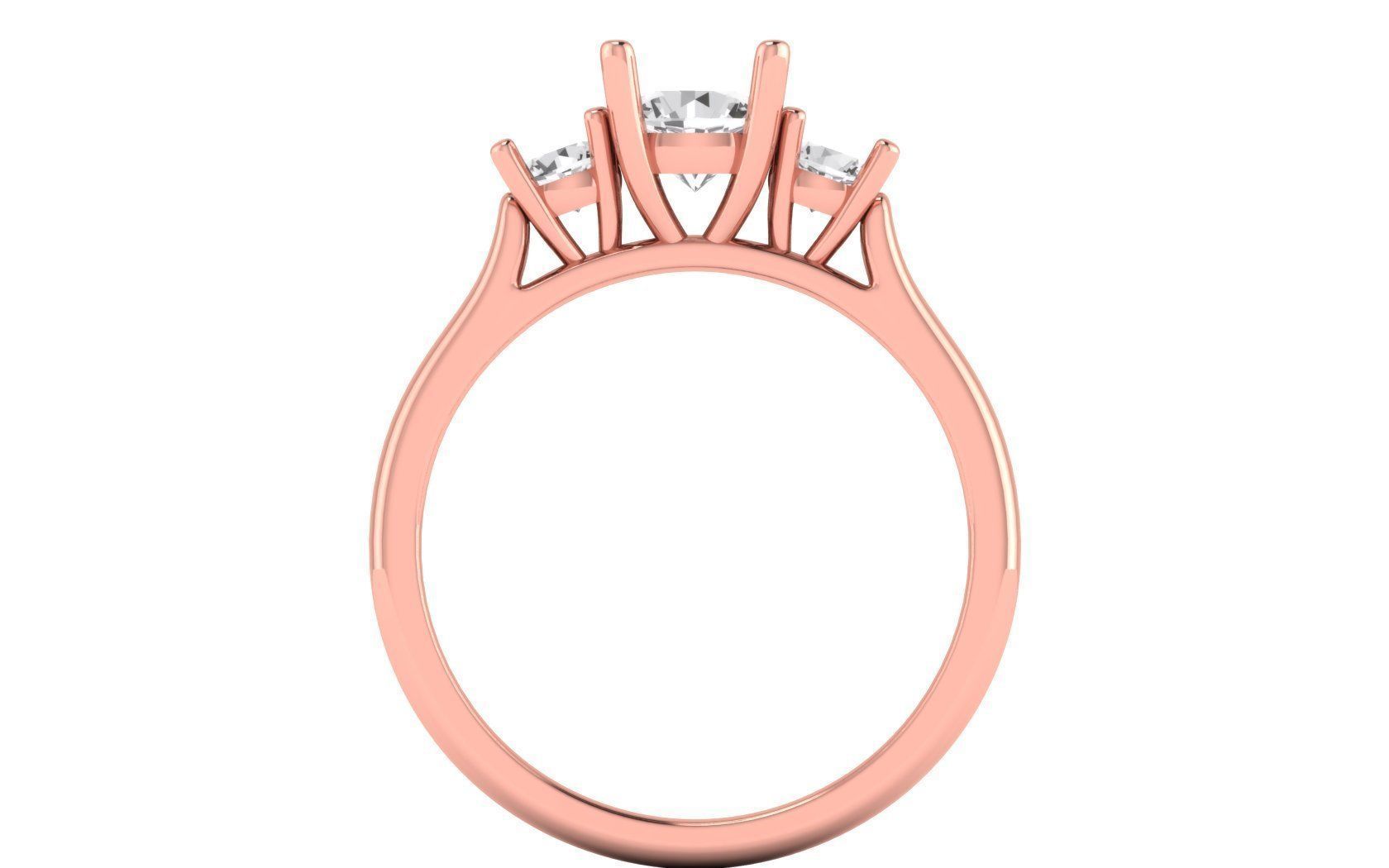 Three Stone Ring Wedding Engagement Women Ring 3D print model_1
