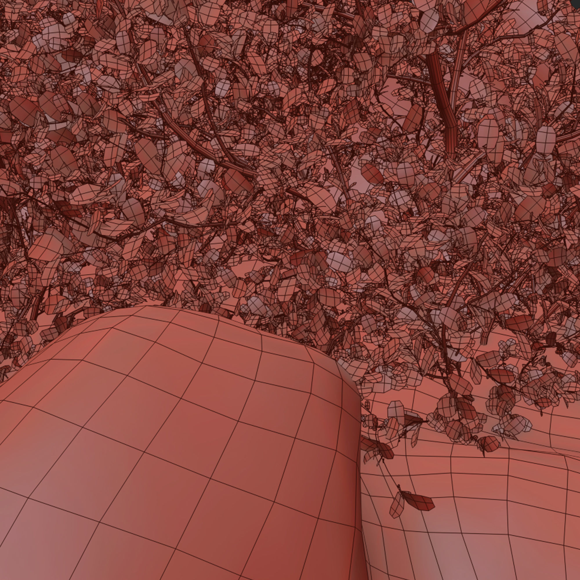 Dry plants in rocky base 3D model_6