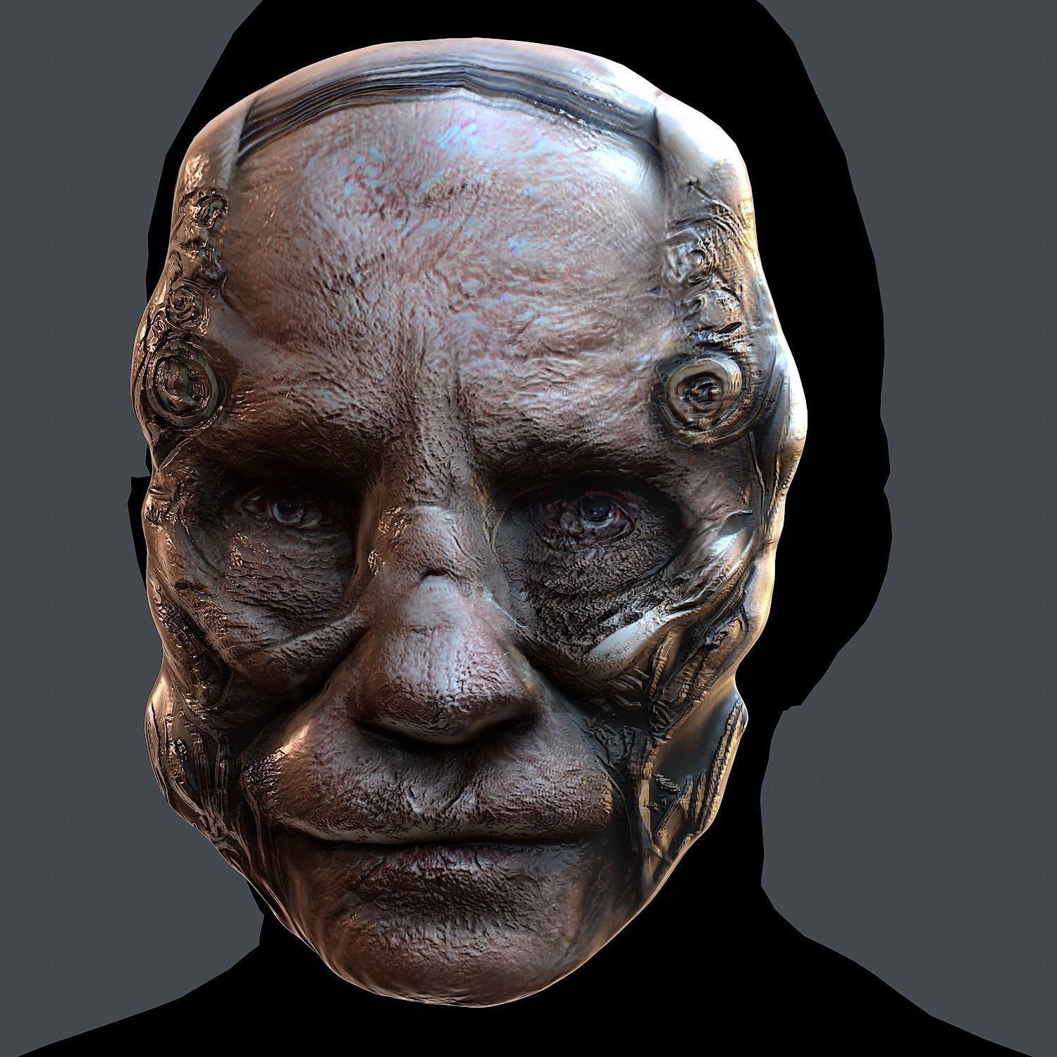 Gas mask printable helmet scifi character game space Low-poly Low-poly 3D model_7