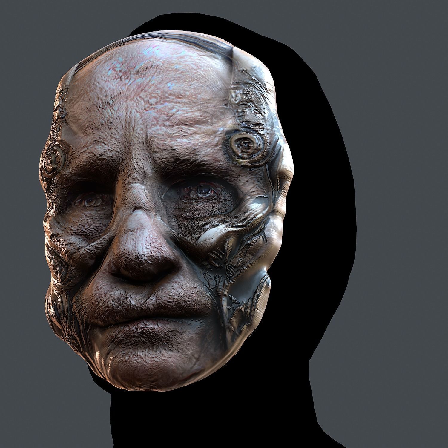 Gas mask printable helmet scifi character game space Low-poly Low-poly 3D model_5