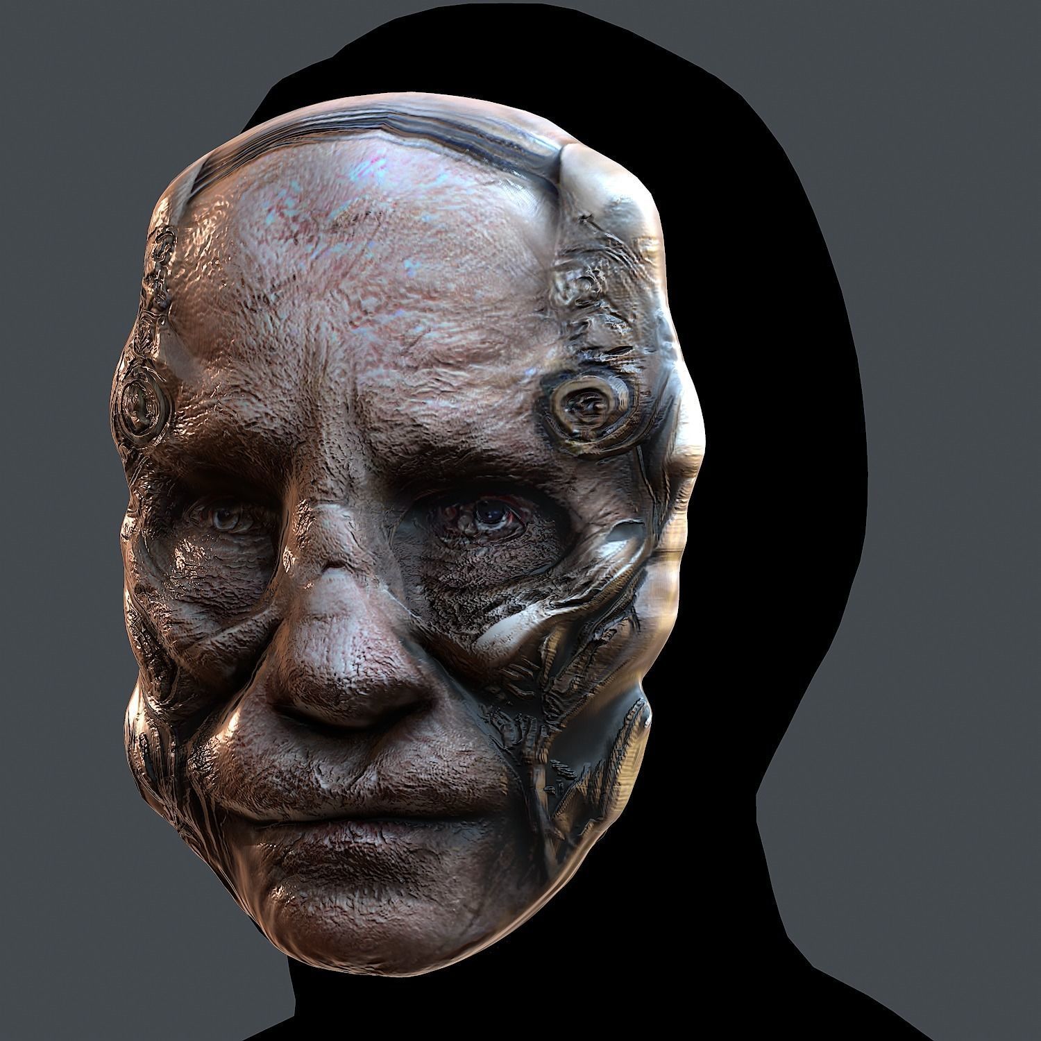 Gas mask printable helmet scifi character game space Low-poly Low-poly 3D model_2