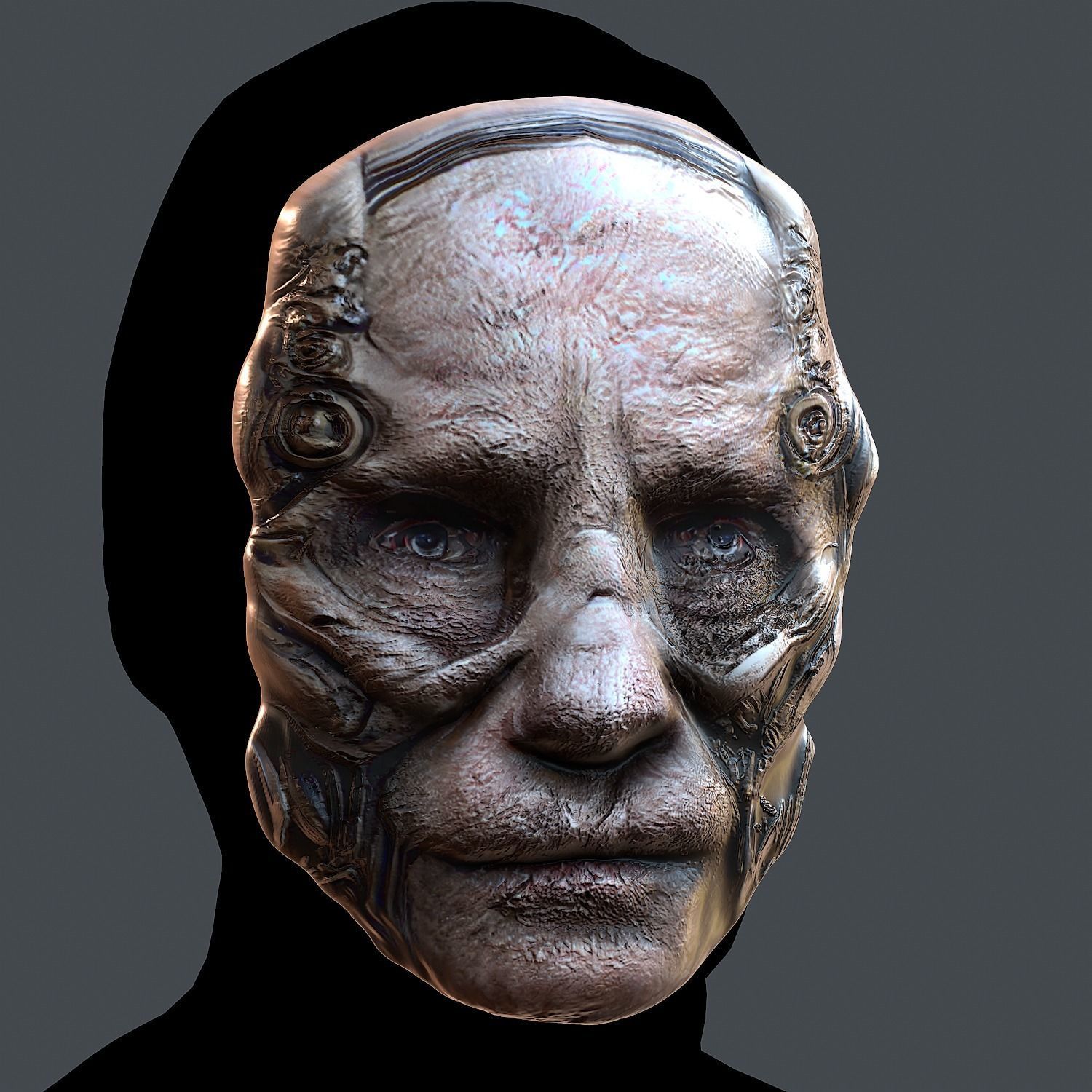 Gas mask printable helmet scifi character game space Low-poly Low-poly 3D model_4