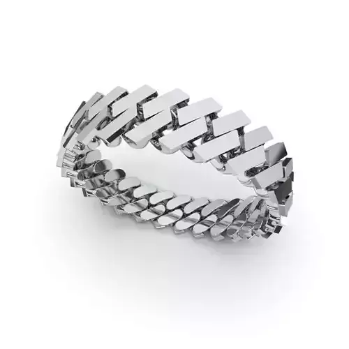 Gold Plated Cuban Link Cuff Bangle Stackable 3d Print Model