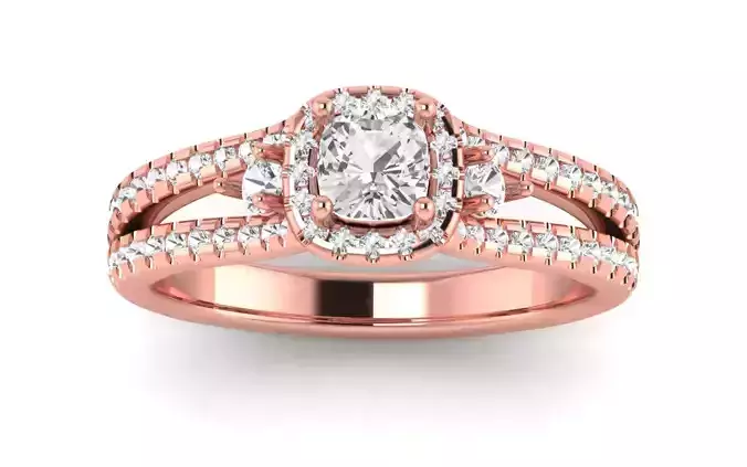 Solitaire Wedding Engagement Women  Split Shank Double Band Ring