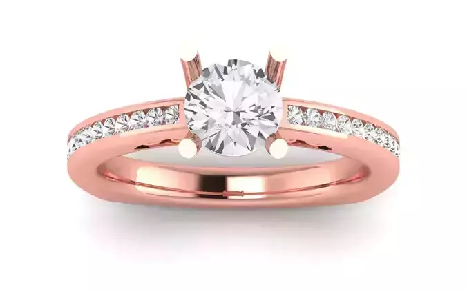 Women Engagement Round Stone Ring 3dm STL OBJ Renders Details