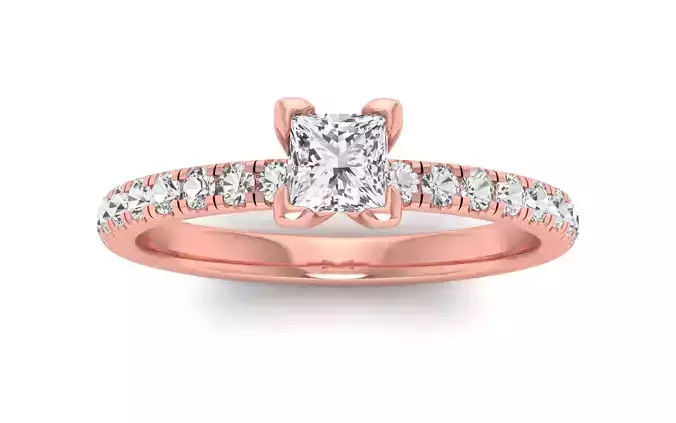 Women Engagement Princess Stone Ring 3dm STL OBJ Renders Details