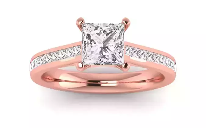 Women Engagement Princess Stone Ring 3dm STL OBJ Renders Details
