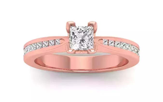Women Engagement Princess Stone Ring 3dm STL OBJ Renders Details