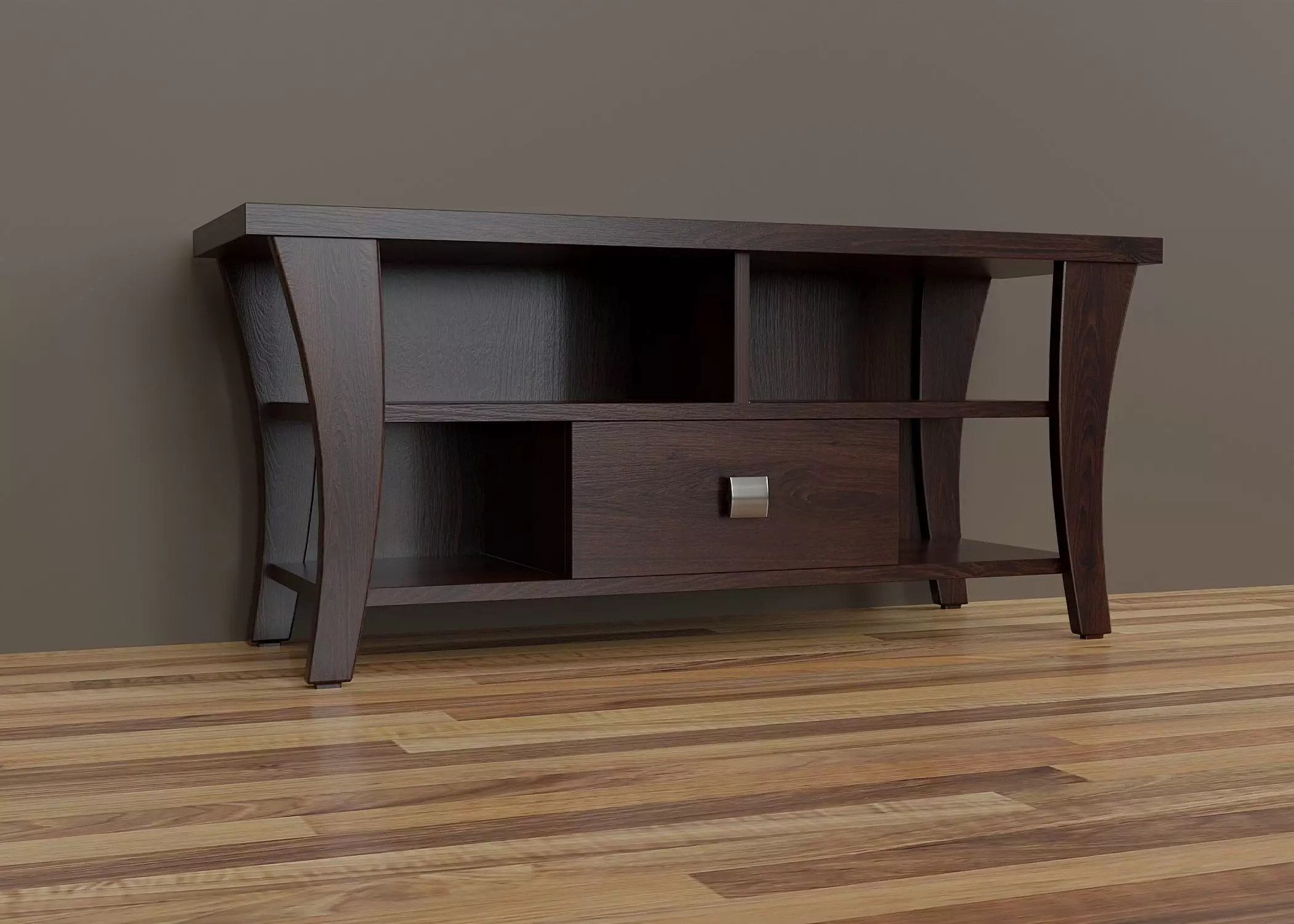 Wooden stand for multimedia 3 Low-poly 3D model_0