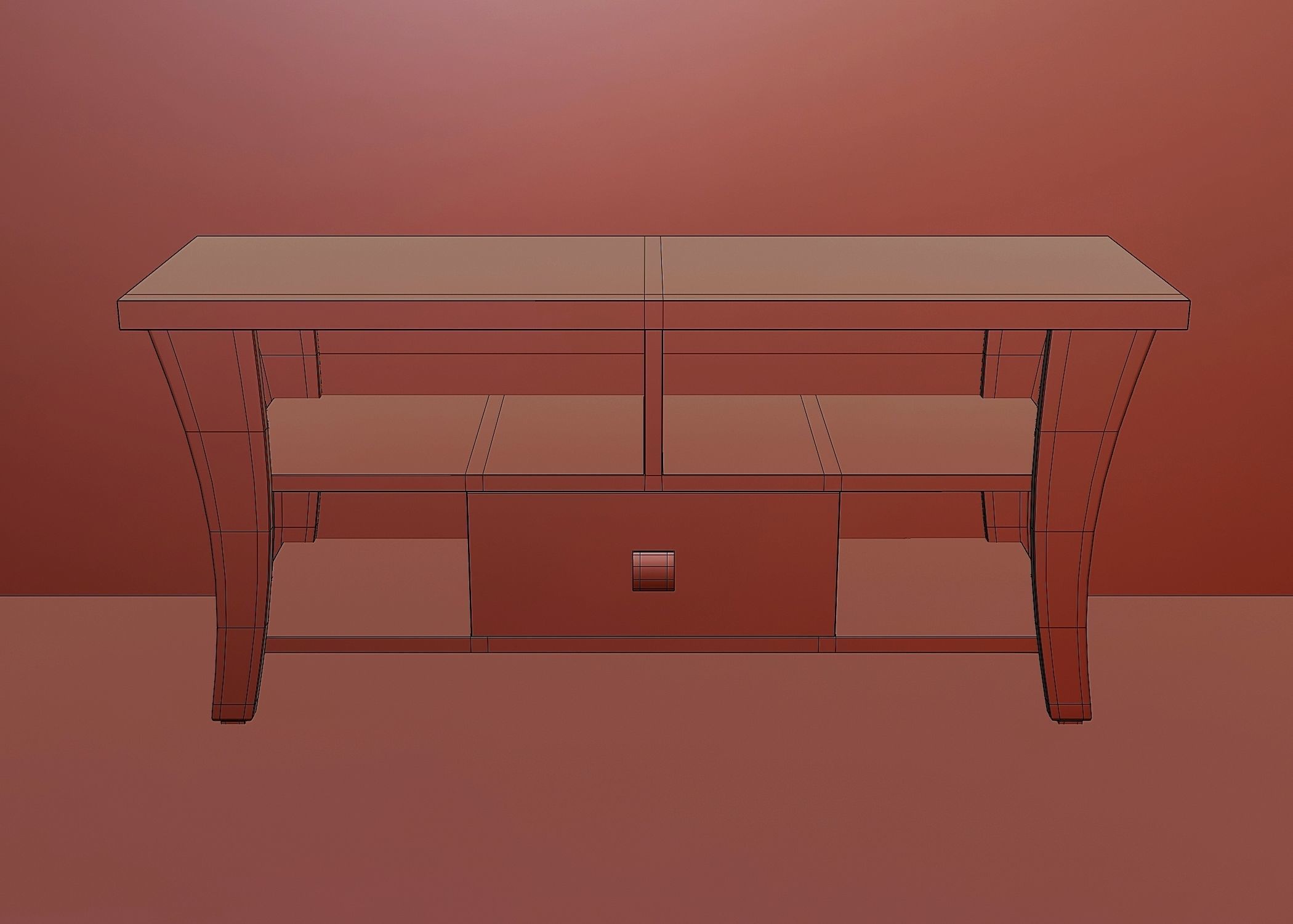 Wooden stand for multimedia 3 Low-poly 3D model_6