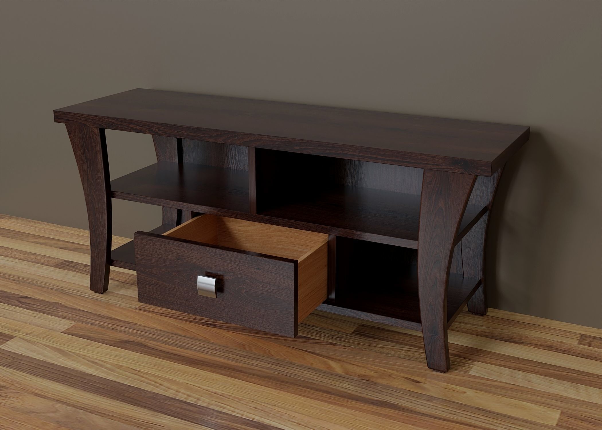 Wooden stand for multimedia 3 Low-poly 3D model_2