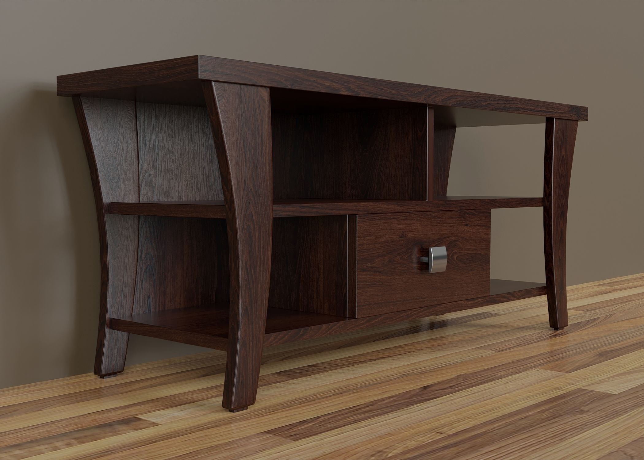 Wooden stand for multimedia 3 Low-poly 3D model_3