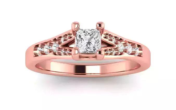 Women Engagement Princess Stone Ring 3dm STL OBJ Renders Details