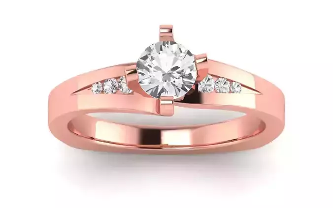 Women Engagement Round Stone Ring 3dm STL OBJ Renders Details