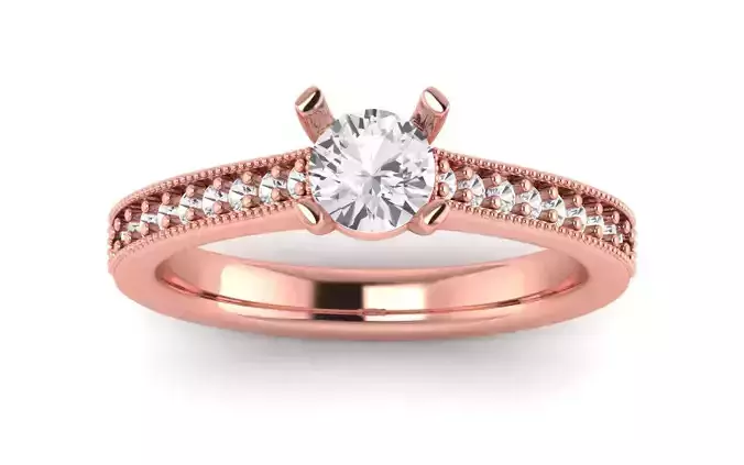Women Engagement Round Stone Ring 3dm STL OBJ Renders Details