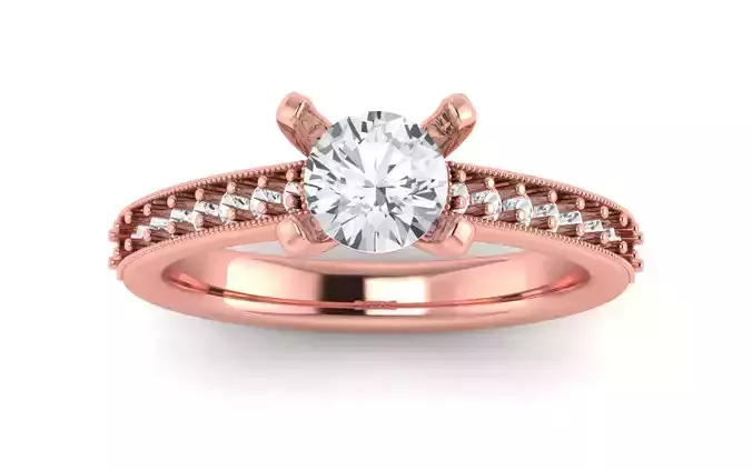 Women Engagement Round Stone Ring 3dm STL OBJ Renders Details
