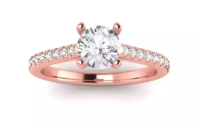 Women Engagement Round Stone Ring 3dm STL OBJ Renders Details