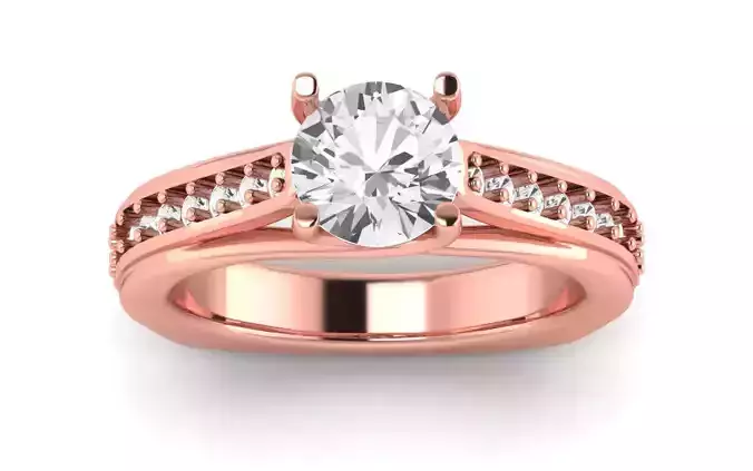 Women Engagement Round Stone Ring 3dm STL OBJ Renders Details