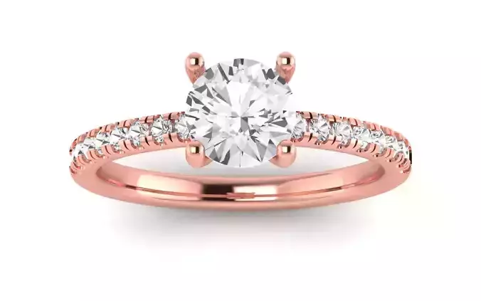 Women Engagement Round Stone Ring 3dm STL OBJ Renders Details
