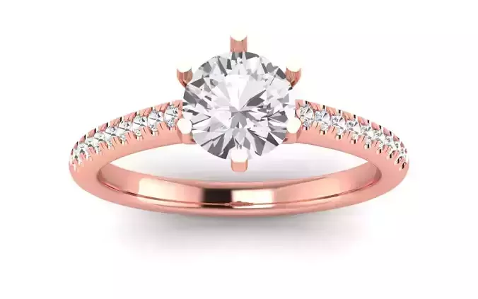 Women Engagement Round Stone Ring 3dm STL OBJ Renders Details