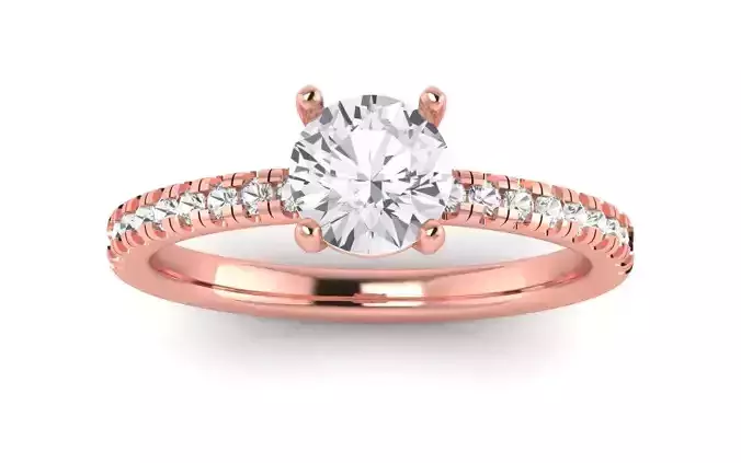 Women Engagement Round Stone Ring 3dm STL OBJ Renders Details