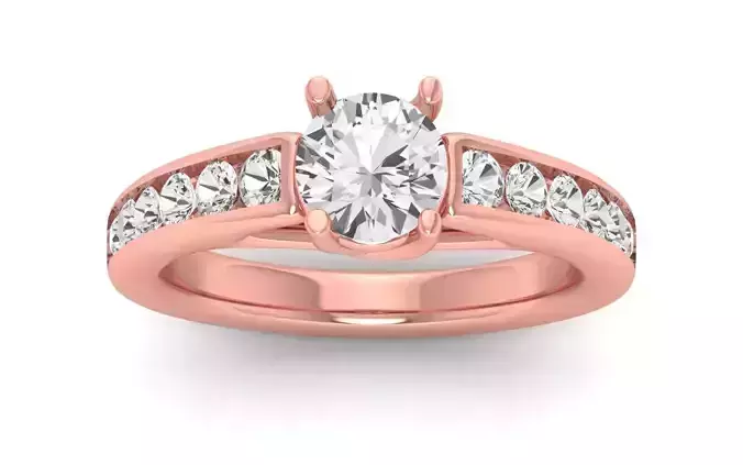 Women Engagement Round Stone Ring 3dm STL OBJ Renders Details