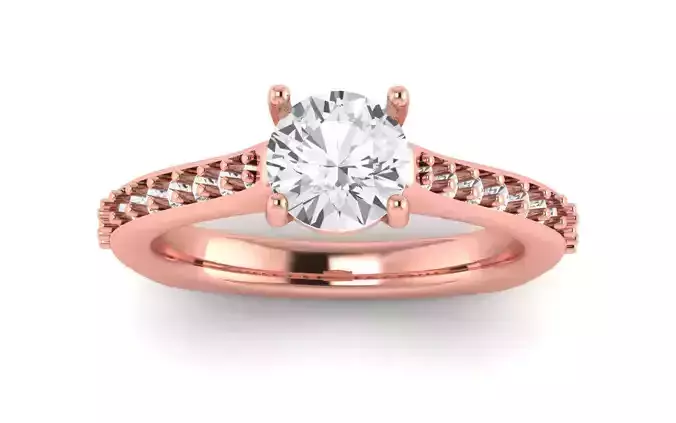 Women Engagement Round Stone Ring 3dm STL OBJ Renders Details