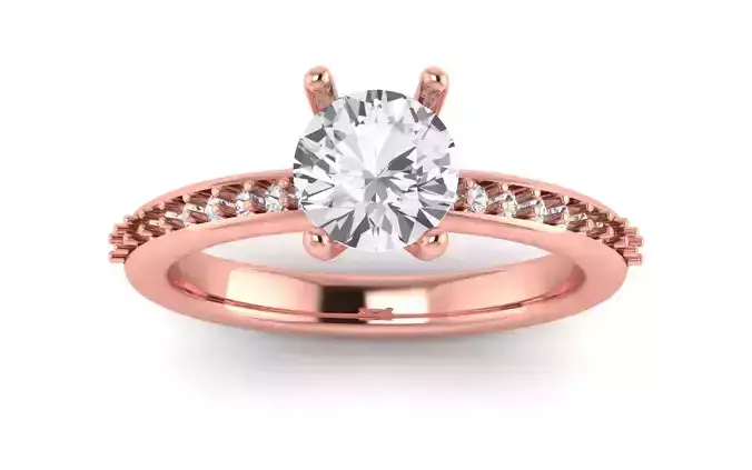 Women Engagement Round Stone Ring 3dm STL OBJ Renders Details