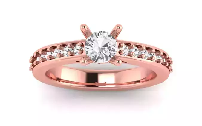 Women Engagement Round Stone Ring 3dm STL OBJ Renders Details