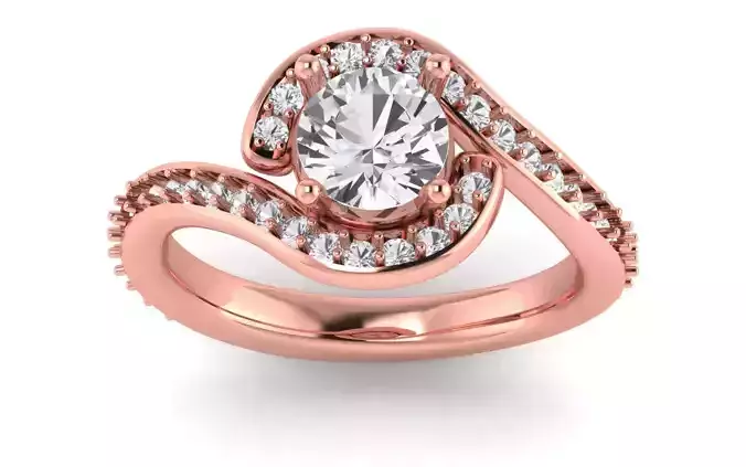 Solitaire Wedding Engagement Women Bypass Ring 3D print model