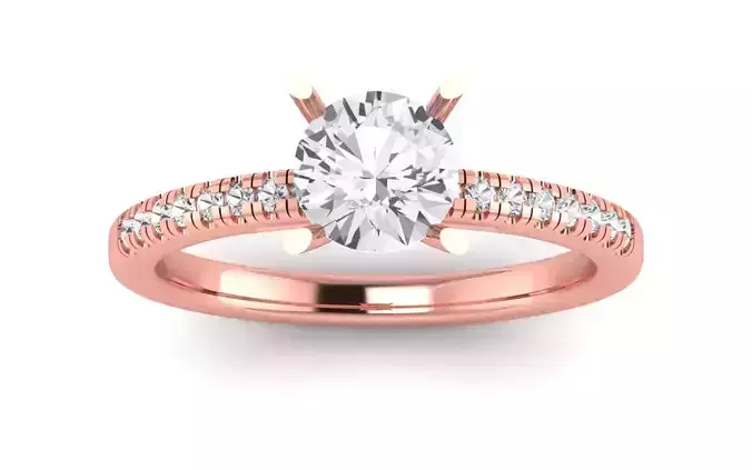 Women Engagement Round Stone Ring 3dm STL OBJ Renders Details