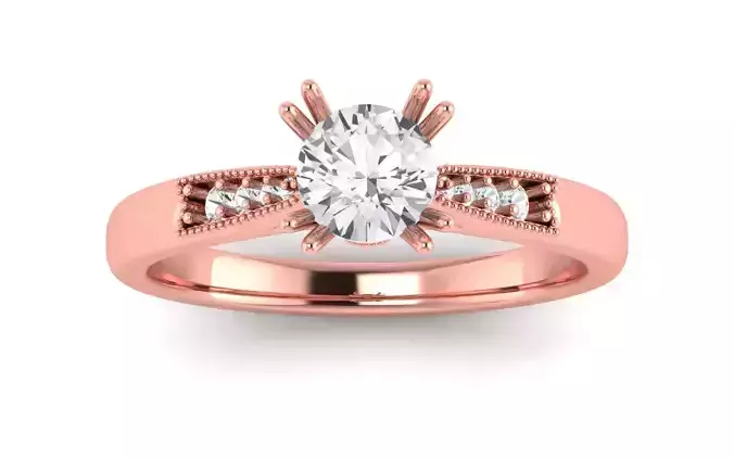 Women Engagement Round Stone Ring 3dm STL OBJ Renders Details