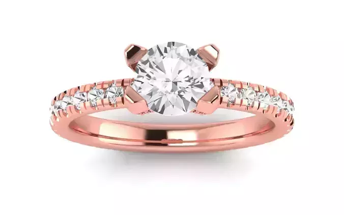Women Engagement Round Stone Ring 3dm STL OBJ Renders Details