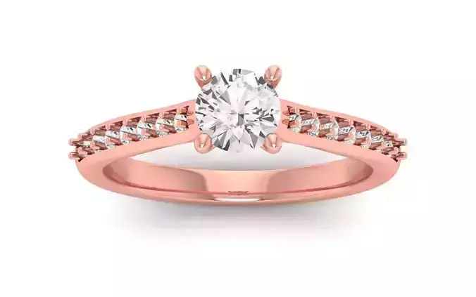 Women Engagement Round Stone Ring 3dm STL OBJ Renders Details
