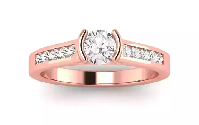 Women Engagement Round Stone Ring 3dm STL OBJ Renders Details