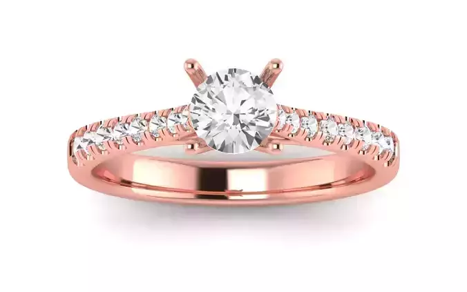 Women Engagement Round Stone Ring 3dm STL OBJ Renders Details