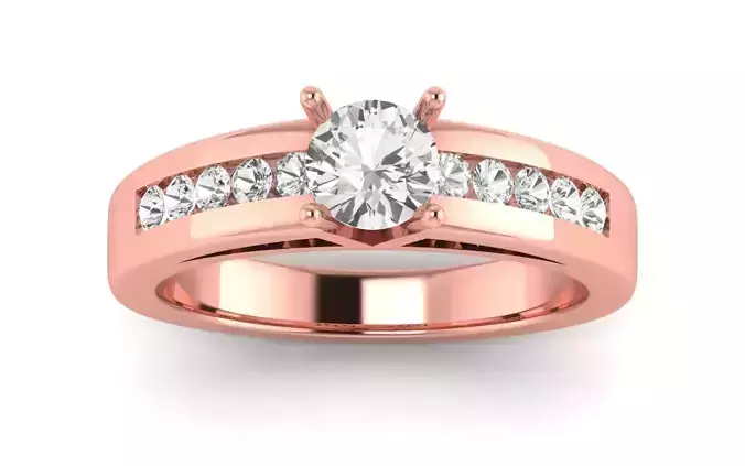 Women Engagement Round Stone Ring 3dm STL OBJ Renders Details
