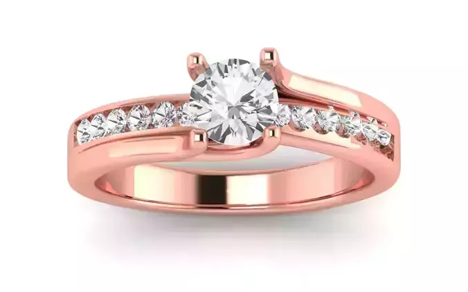 Women Engagement Round Stone Ring 3dm STL OBJ Renders Details