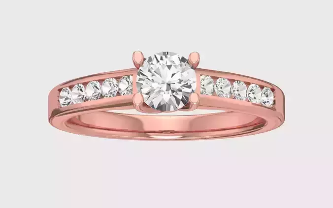 Women Engagement Round Stone Ring 3dm STL OBJ Renders Details