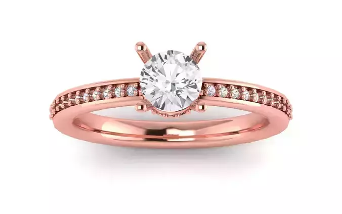 Women Engagement Round Stone Ring 3dm STL OBJ Renders Details
