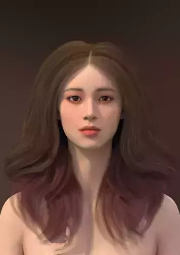 Long hair 001-FV2 for Yuna-FV2 3D model from 3DClo Software