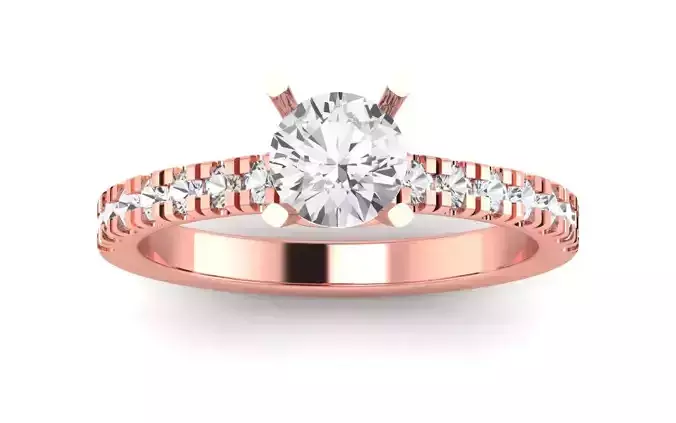 Women Engagement Round Stone Ring 3dm STL OBJ Renders Details