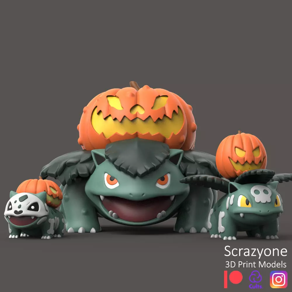 POKEMON - HALLOWEEN BULBASAUR EVOLUTION 3D print model_0