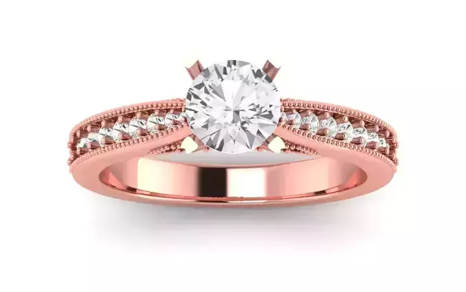 Women Engagement Round Stone Ring 3dm STL OBJ Renders Details
