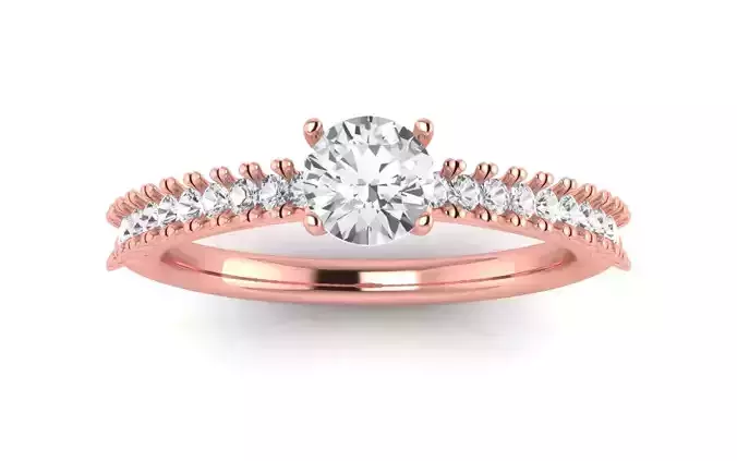 Women Engagement Round Stone Ring 3dm STL OBJ Renders Details