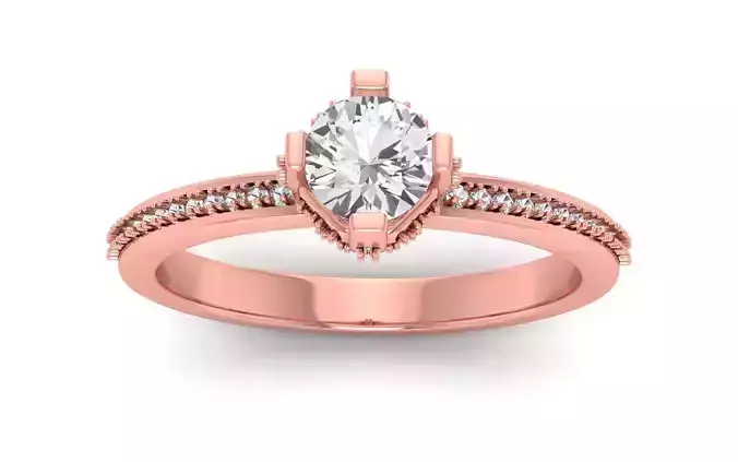 Women Engagement Round Stone Ring 3dm STL OBJ Renders Details